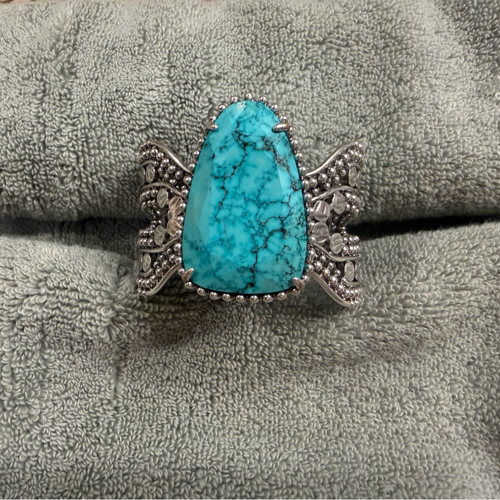 Kendra Scott Turquoise Teardrop Silver-Tone Cuff Bracelet